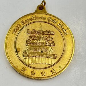 2002 Republican Gold Medal George W Bush NRCC Presidential Support Pendant Coin